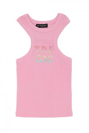 Укороченная блузка с воротником-бретелькой и жемчужными аксессуарами Розовая QUZU