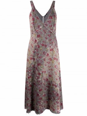 Платье миди с цветочным принтом R13. Цвет: серый