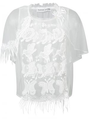 Прозрачная вышитая блуза Tsumori Chisato. Цвет: белый