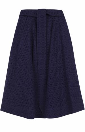 Кружевная юбка-миди с поясом Lisa Marie Fernandez. Цвет: темно-синий