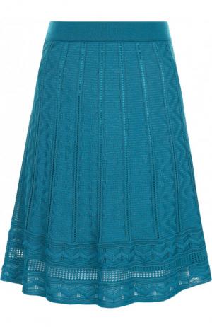 Однотонная мини-юбка фактурной вязки M Missoni. Цвет: бирюзовый
