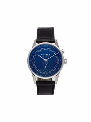 Наручные часы Zurich World Time Midnight Blue pre-owned 39 мм NOMOS Glashütte. Цвет: синий
