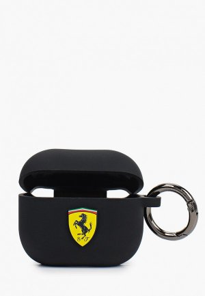 Чехол для наушников Ferrari Airpods 3, Silicone case with ring Black. Цвет: черный