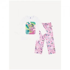 Пижама BOSSA NOVA 362К-171 для девочки, цвет белый/розовый, размер 128. Цвет: белый/розовый