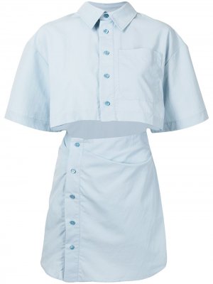 Платье-рубашка Arles с вырезом Jacquemus. Цвет: синий
