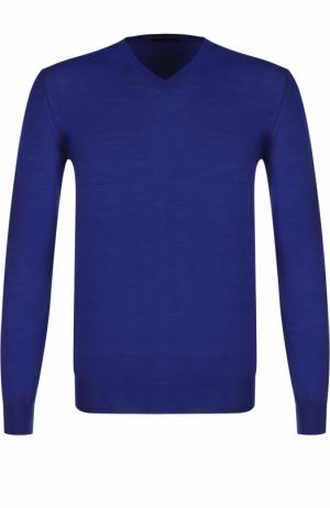 Пуловер из шерсти тонкой вязки TSUM Collection. Цвет: синий