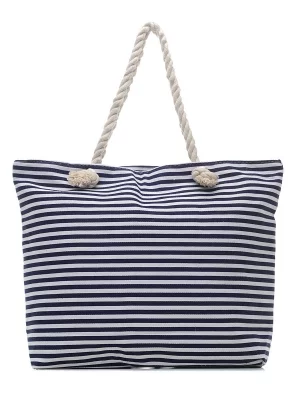 Пляжная сумка женская BAG-46-056 синяя Rosedena. Цвет: синий; белый