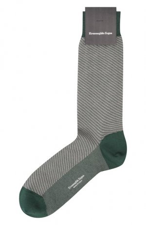 Хлопковые носки Zegna. Цвет: зелёный