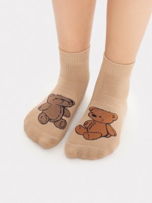 Носки детские коричневые с рисунком в виде медвежат Mark Formelle. Цвет: капучино