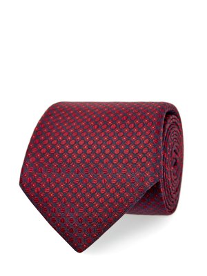 Шелковый галстук с вышитым жаккардовым узором CANALI. Цвет: красный