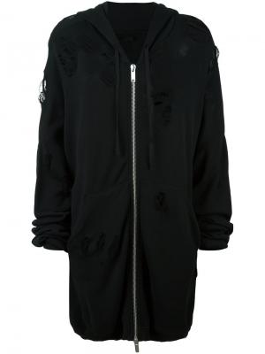 Кардиган-пальто с рваными деталями Unravel Project. Цвет: чёрный