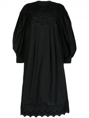 Расклешенное платье с цветочной вышивкой Simone Rocha. Цвет: черный