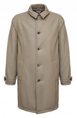 Кожаное пальто Bottega Veneta. Цвет: серый