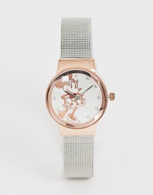 Женские наручные часы цвета розового золота с изображением Минни Маус -Серебряный Disney
