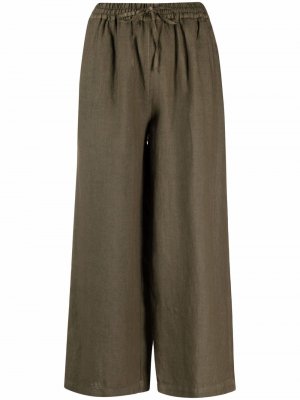 Укороченные брюки широкого кроя 120% Lino. Цвет: зеленый