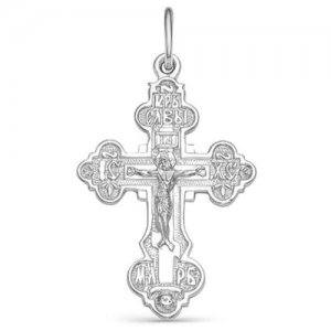 Подвеска посеребрение Православный крест 51-01158, цвет серебро Нордика. Цвет: серебристый