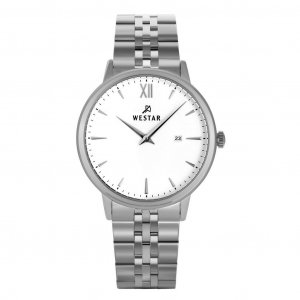 Profile Кварцевые мужские часы из нержавеющей стали с белым циферблатом 50215STN101 Westar