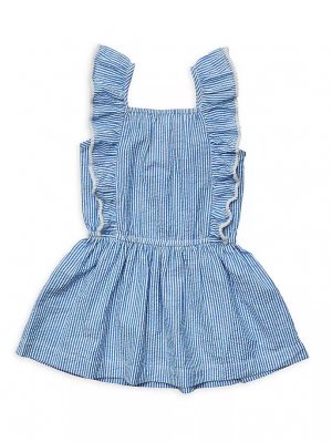 Пляжное платье из жатого хлопка с васильковым узором и оборками для маленьких девочек , синий Snapper Rock