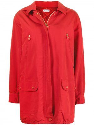Шелковое пальто 1990-х годов с капюшоном Chanel Pre-Owned. Цвет: красный