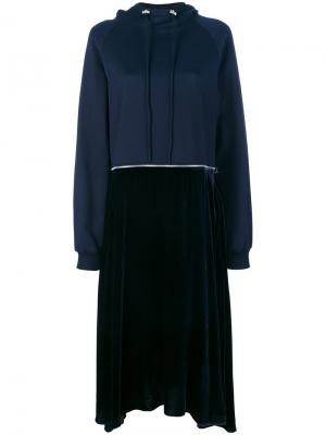 Платье-толстовка с контрастными деталями Cédric Charlier. Цвет: синий
