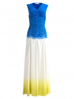 Платье макси с рюшами, окрашенное методом погружения , синий Marina Moscone