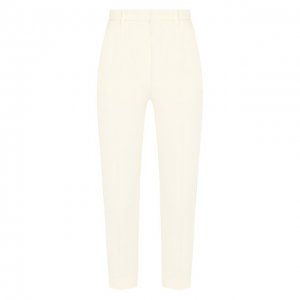 Укороченные брюки из смеси шерсти и шелка Alexander McQueen. Цвет: белый