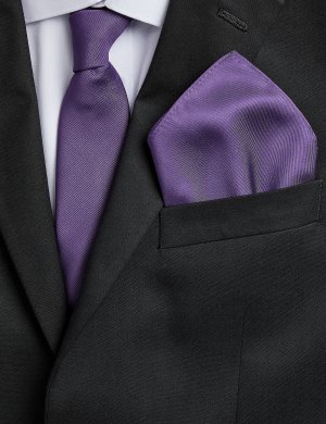 Тонкий комплект с галстуком и нагрудным платком , темно-фиолетовый Marks & Spencer