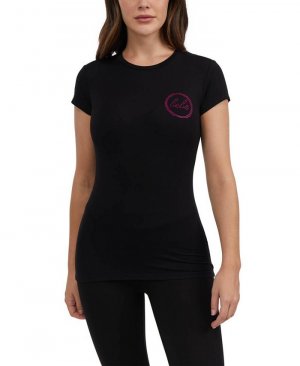 Женская футболка с коротким рукавом логотипом и стразами , цвет Black Bebe