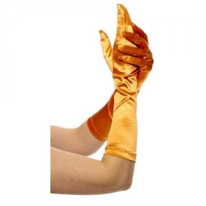 Перчатки атласные до локтя № 3, длина 36-39 см. (Цв: Оранжевый ) АРТЭ. Цвет: оранжевый