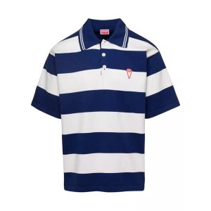 Футболка and blue oversize striped polo t-shirt in co , белый Kenzo