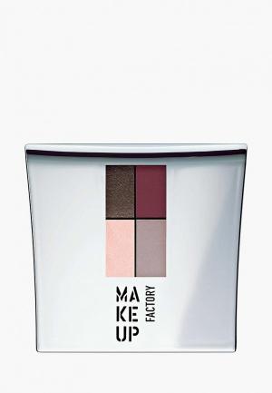 Тени для век Make Up Factory 4-х цветные Eye Colors т.09А коричневый/бордо/беж/нежный розовый. Цвет: прозрачный