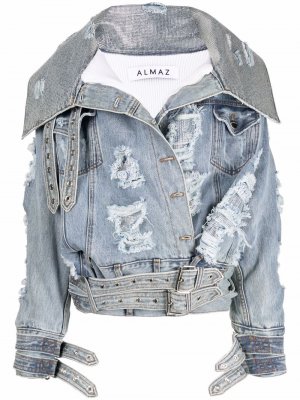 Джинсовая куртка с кристаллами Almaz. Цвет: синий