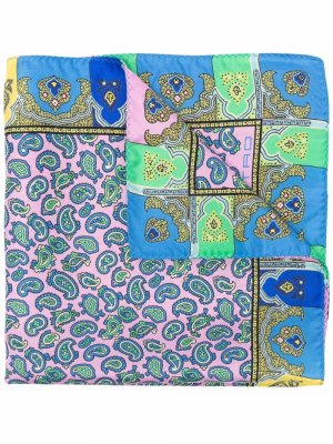 Paisley-print silk pocket square ETRO. Цвет: синий