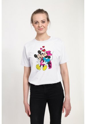 Футболка с принтом Mickey Mouse Minnie Love , белый Disney
