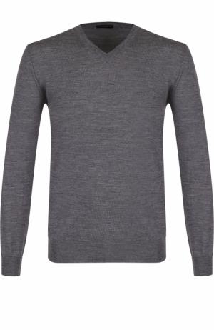 Пуловер из шерсти тонкой вязки TSUM Collection. Цвет: серый