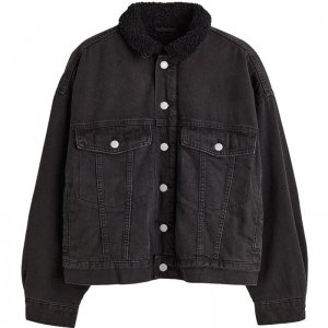 Джинсовая куртка Fleece-lined, черный H&M
