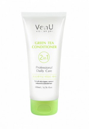 Кондиционер для волос Von U увлажнение и защита цвета с зеленым чаем / нормальных окрашенных Green Tea Conditioner 200 мл. Цвет: белый
