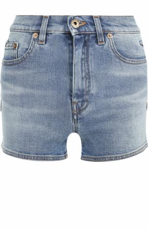 Джинсовые мини-шорты с потертостями Roberto Cavalli. Цвет: синий