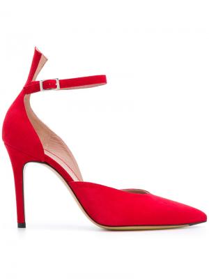 Туфли-лодочки с заостренным носком и ремешком Antonio Barbato. Цвет: красный