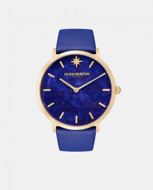Ultra Slim 24000068 Темно-синие кожаные женские часы , синий Olivia Burton