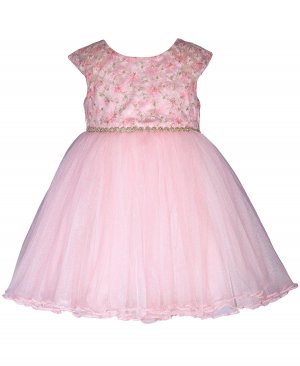 Платье с цветочной вышивкой для маленьких девочек и украшенной драгоценными камнями талией Bonnie Baby