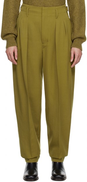 Зеленые брюки-галифе со складками LEMAIRE