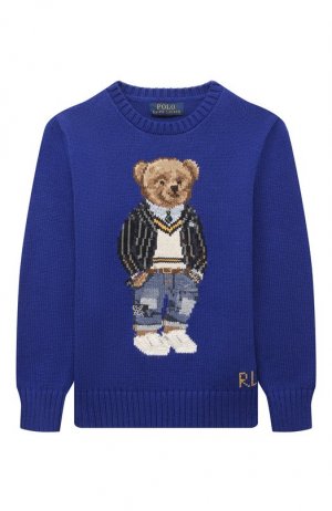 Хлопковый пуловер Polo Ralph Lauren. Цвет: синий
