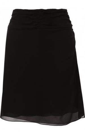 Однотонная шелковая мини-юбка Saint Laurent. Цвет: черный