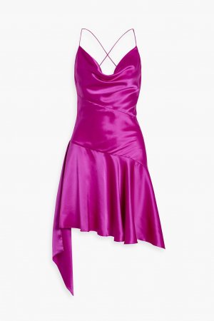 Платье мини Bitty асимметричного кроя из шелкового атласа с драпировкой NICHOLAS, пурпурный Nicholas