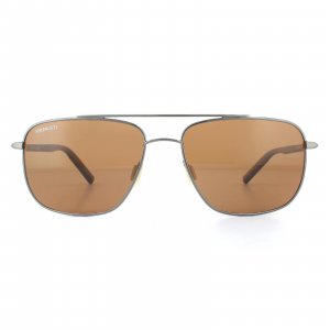 Коричневые солнцезащитные очки Aviator с блестящей бронзой, темно-коричневыми минеральными поляризованными линзами , коричневый Serengeti