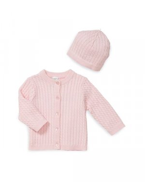 Кардиган косой вязки для девочек &; Шляпа - Детка , цвет Pink Little Me