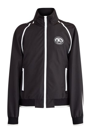 Объемная куртка с высоким воротом и лампасами в спортивном стиле BURBERRY. Цвет: черный