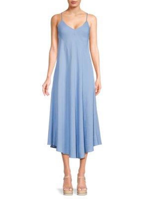 Однотонное Платье Мидакси А-силуэта L'Agence, цвет Granite Blue L'AGENCE