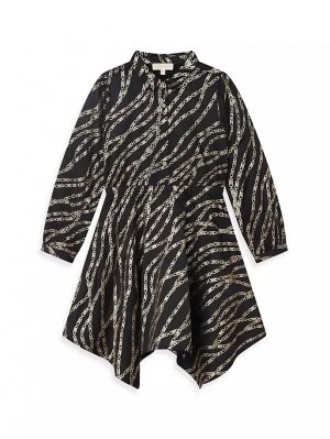 Платье-рубашка с платком и принтом цепочки для маленьких девочек , черный Michael Kors Kids
